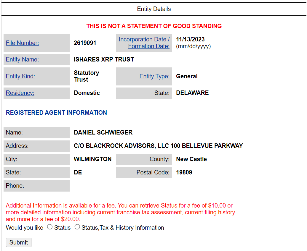 Fausse société iShare à l'origine de la rumeur de l'ETF XRP de BlackRock Fausse société iShare à l'origine de la rumeur de l'ETF XRP de BlackRock