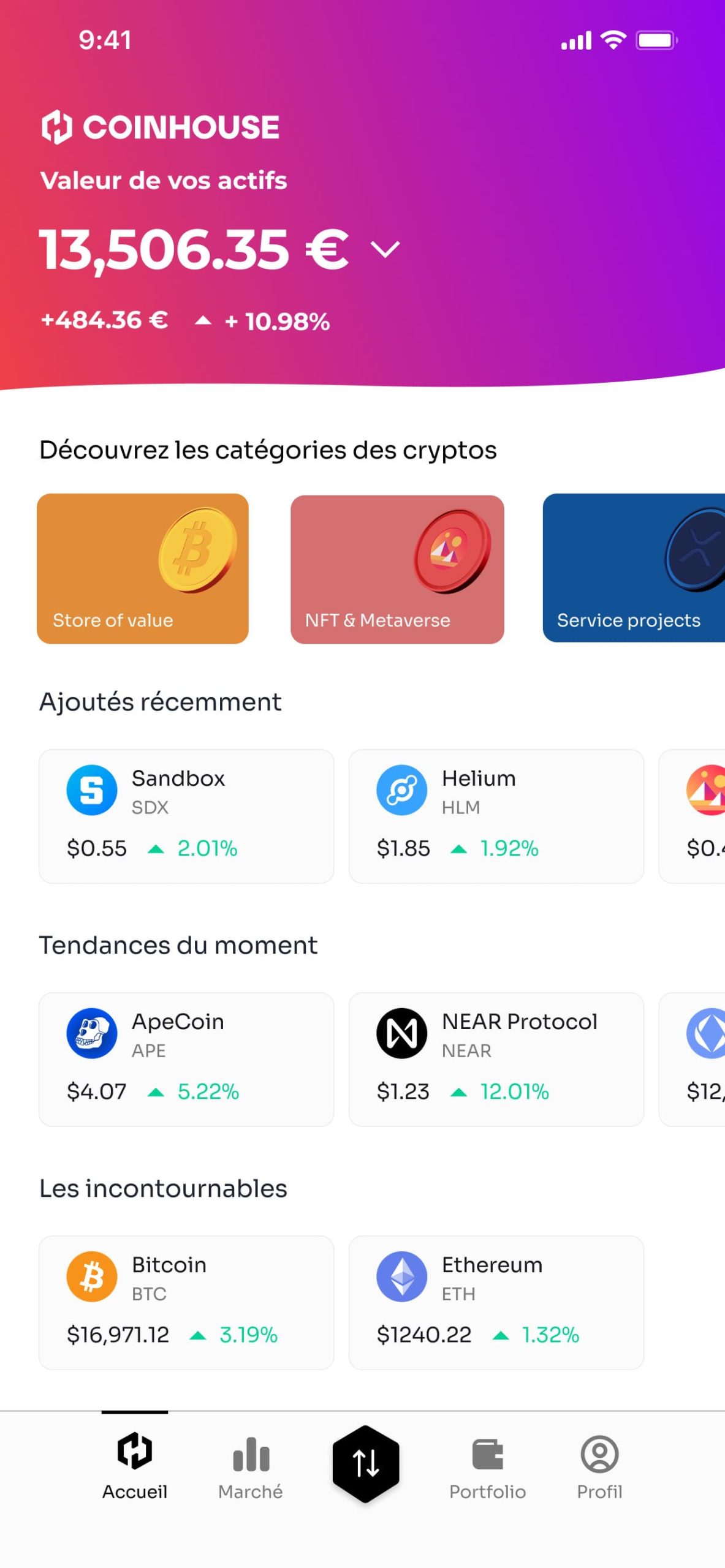 Aperçu appli Coinhouse Aperçu appli Coinhouse