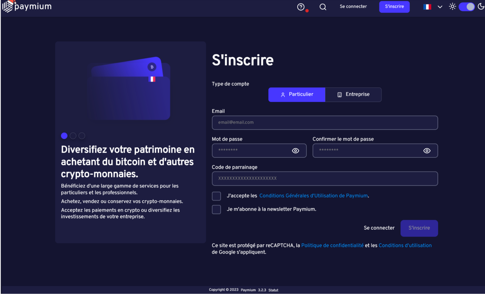 Inscription Paymium Inscription Paymium