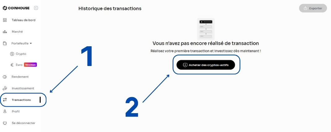 Tableau bord Coinhouse Tableau bord Coinhouse