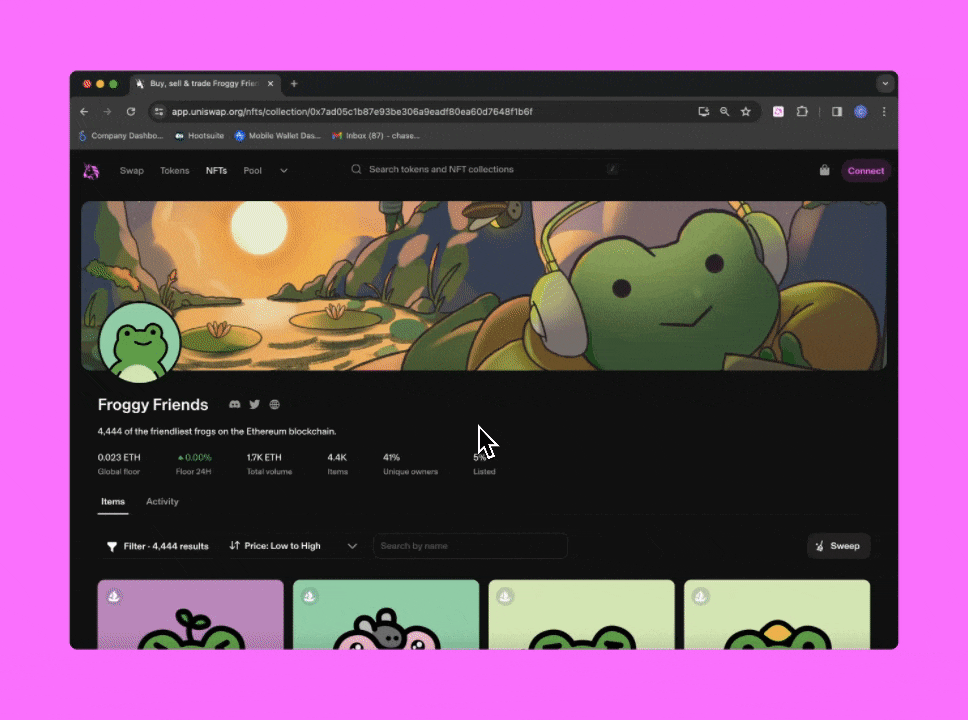 Interface de l'extension de navigateur d'Uniswap Interface de l'extension de navigateur d'Uniswap