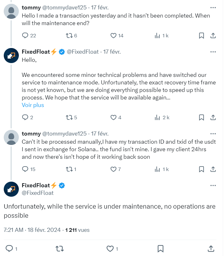Réponses de FixedFloat sur X Réponses de FixedFloat sur X
