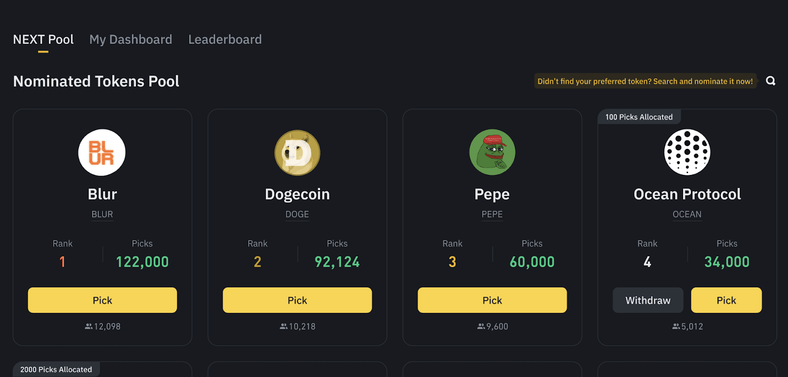 Aperçu du Next Pool de Binance Aperçu du Next Pool de Binance