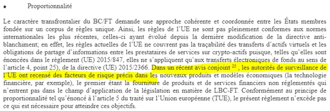 Proportionnalité facteurs risques crypto