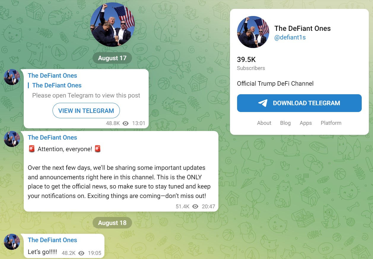 Aperçu du canal Telegram de The DeFiant One Aperçu du canal Telegram de The DeFiant One