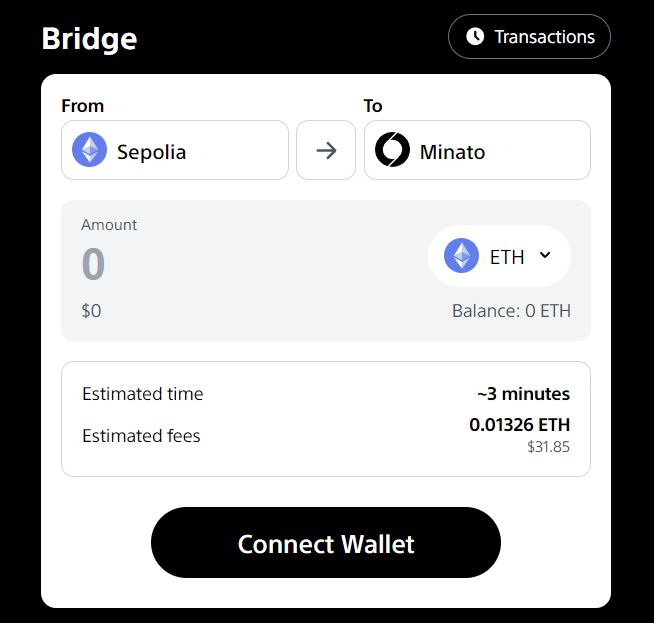 Bridge Soneium Minato Sepolia Bridge Soneium Minato Sepolia