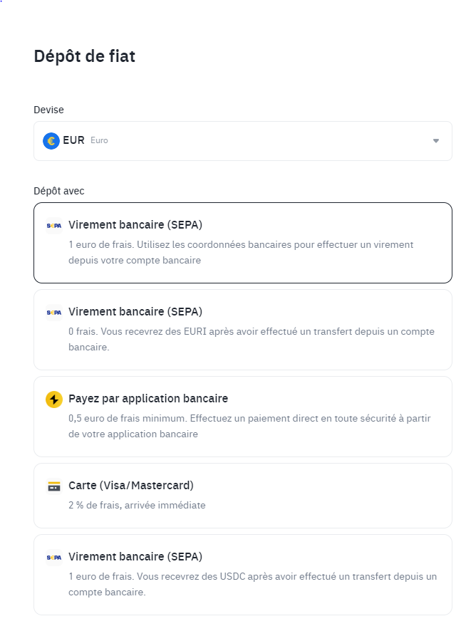 Dépôts Euros Binance