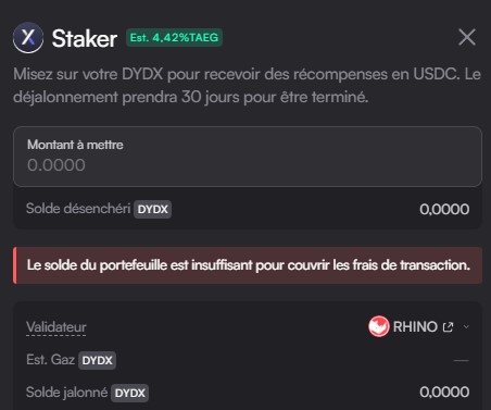 Choix Validateur dYdX