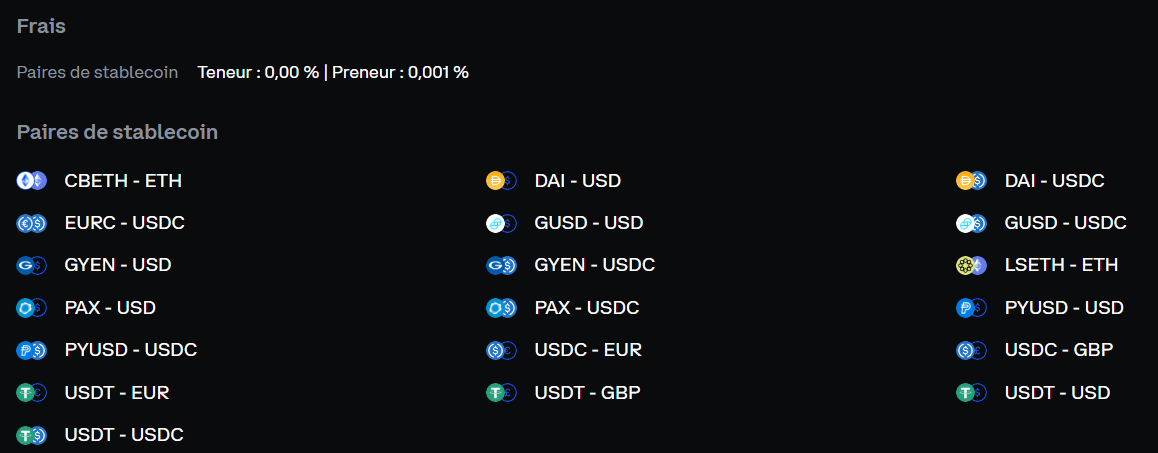 Frais Stablecoins Coinbase