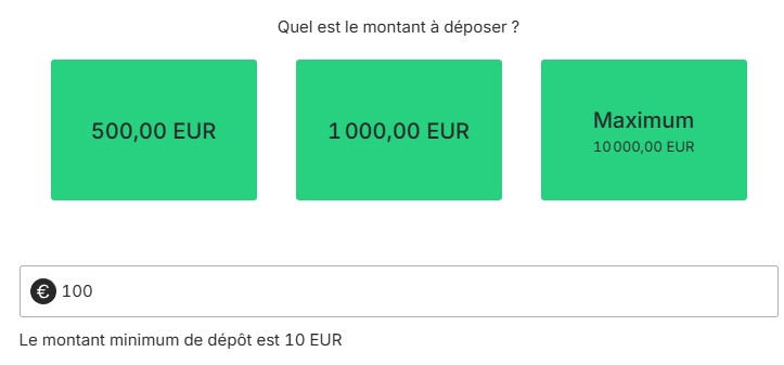 Montant Dépôt Bitpanda