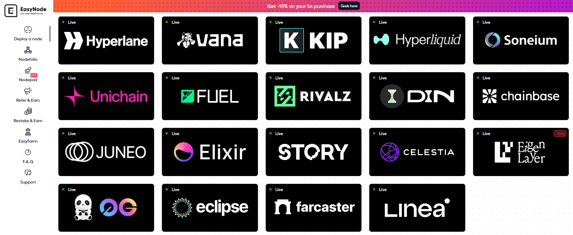 Noeuds Disponibles EasyNode