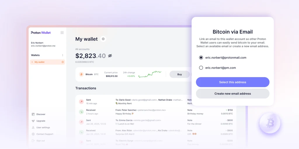 bitcoin email proton