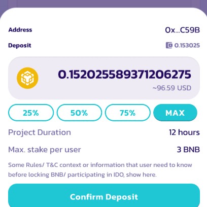BNB TGE Confirmer Dépôt BNB TGE Confirmer Dépôt