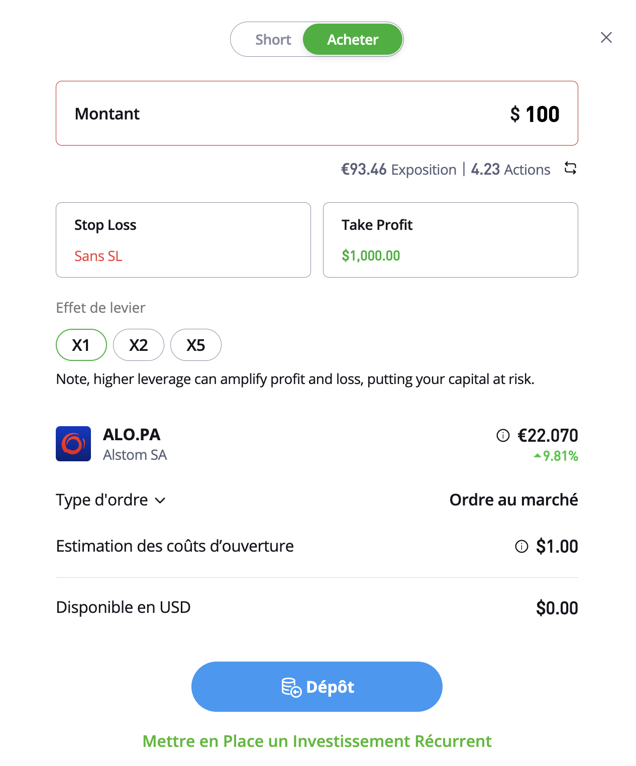 Acheter Action Alstom eToro