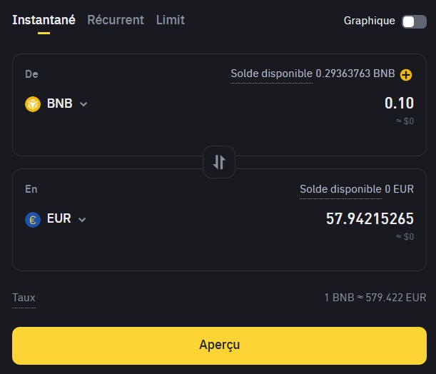 Binance Convert BNB Euros