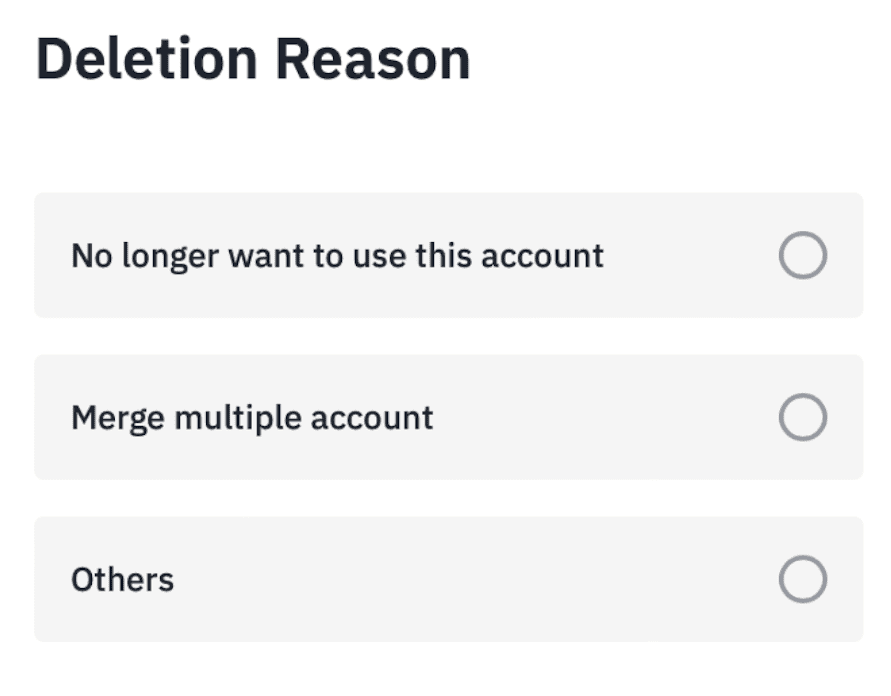 Supprimer Compte Binance Site Web Étape 4