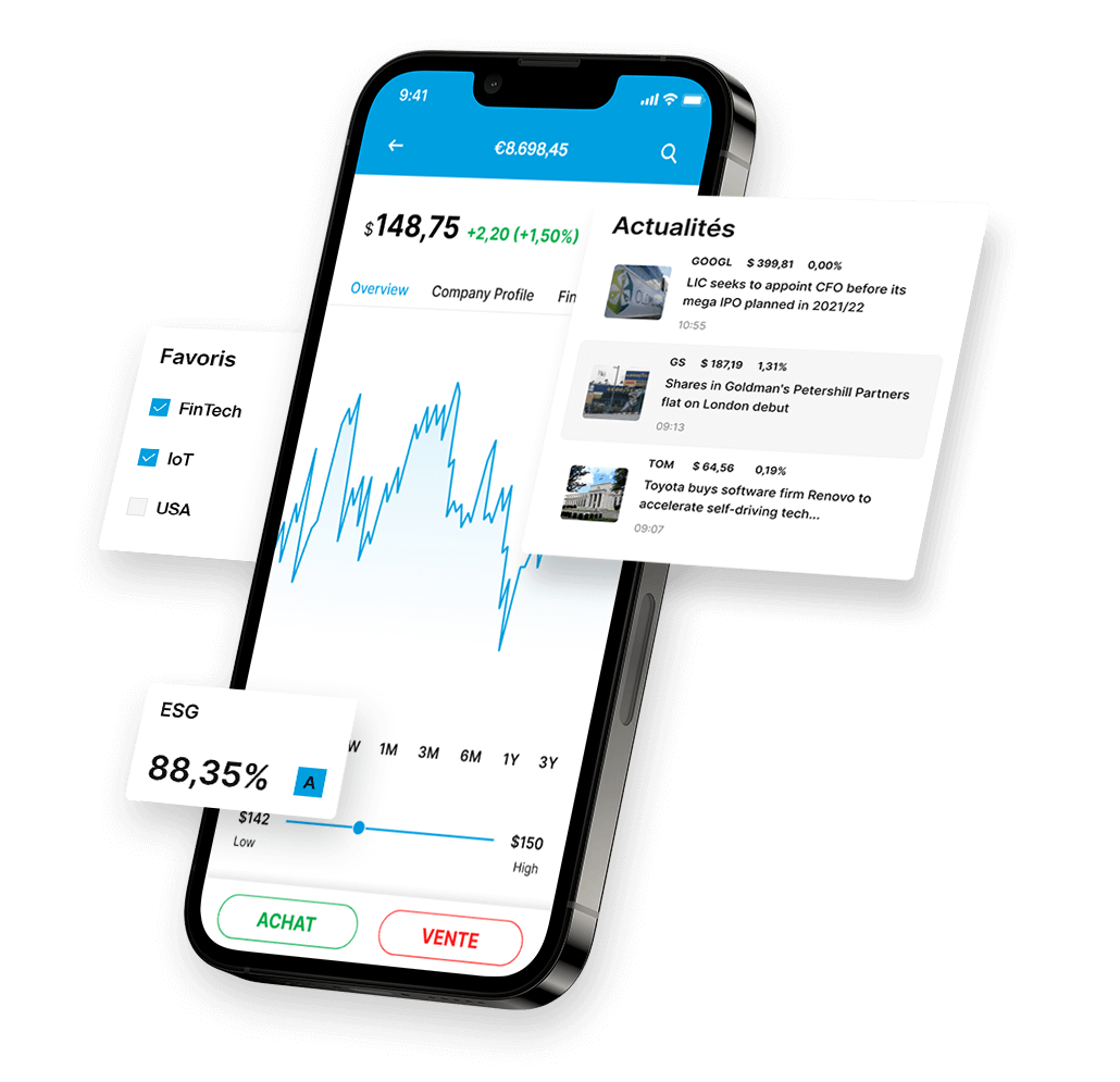 Aperçu de l'application mobile de DEGIRO Aperçu de l'application mobile de DEGIRO
