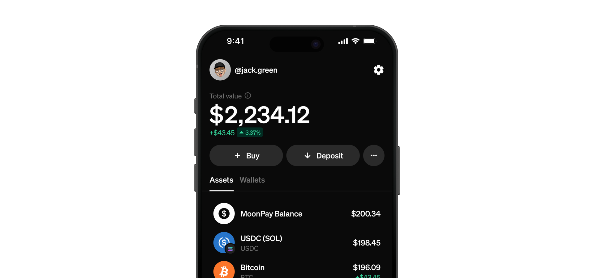 Aperçu de l'application MoonPay
