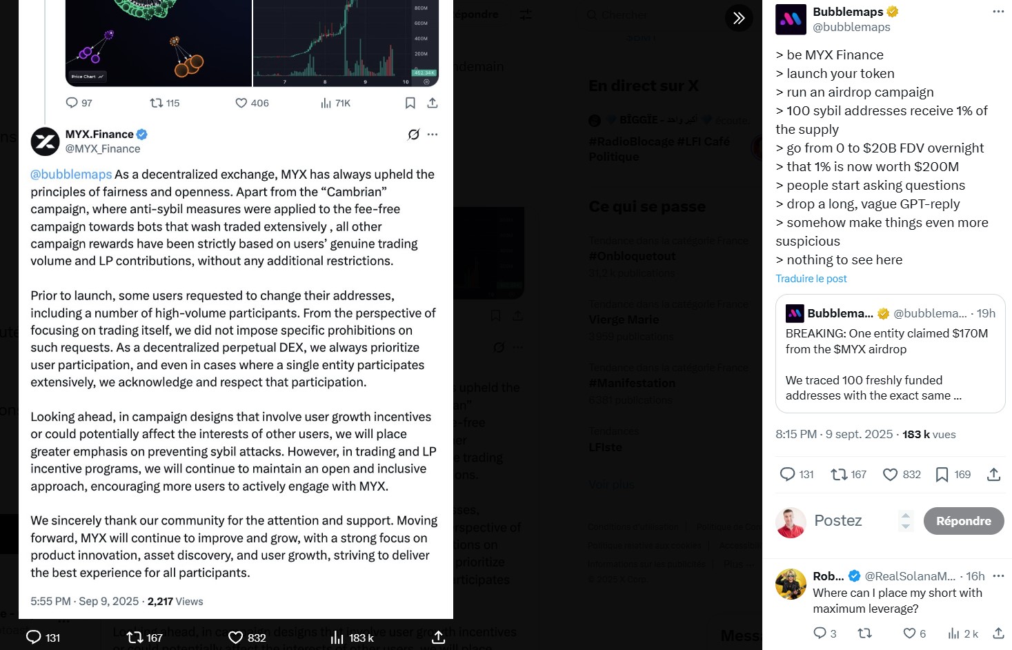 Message de Bubblemaps au sujet de MYX.Finance Message de Bubblemaps au sujet de MYX.Finance