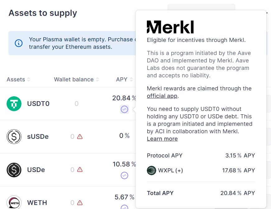 Incentives sur l'instance Plasma d'Aave Incentives sur l'instance Plasma d'Aave