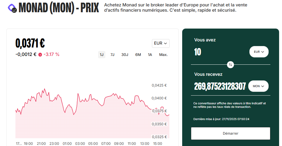 Achat MON Monad Bitpanda Achat MON Monad Bitpanda