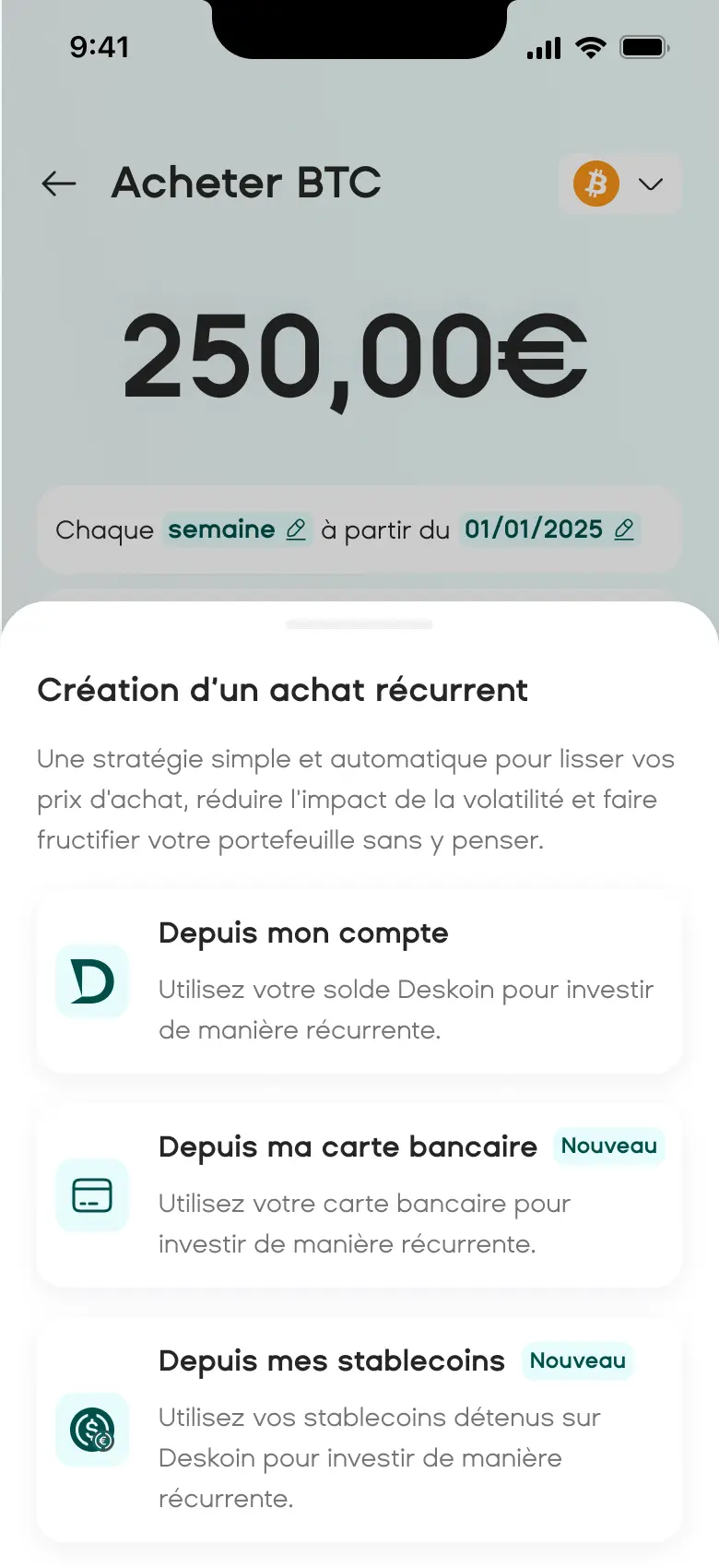 Mise en place DCA Deskoin Mise en place DCA Deskoin
