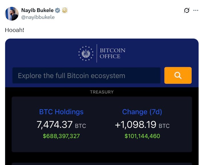 Tweet de Nayib Bukele Tweet de Nayib Bukele