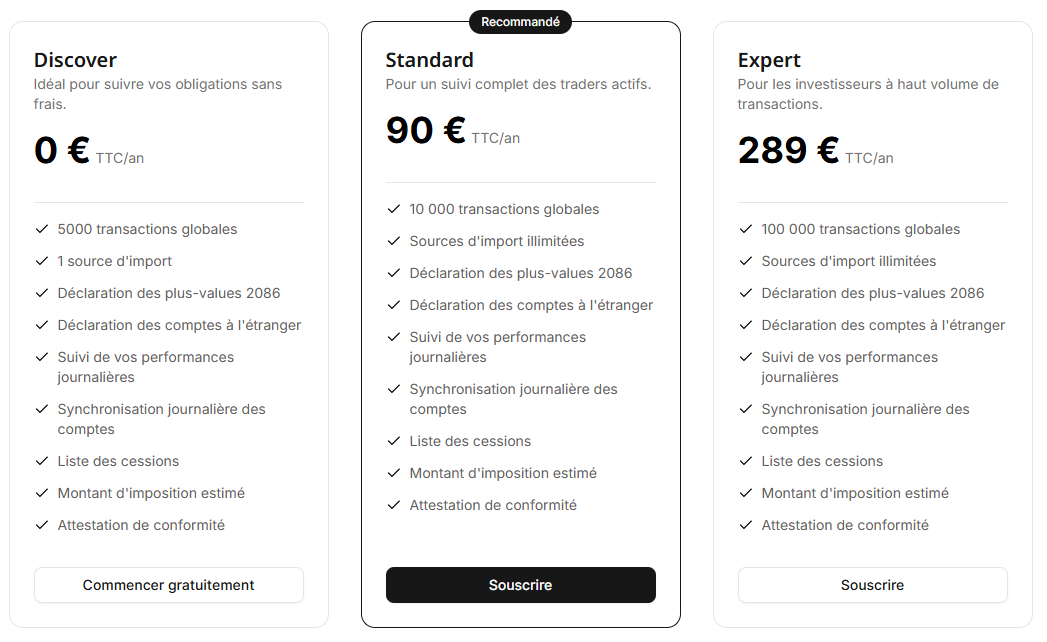 ComptaCrypto Tarifs Particuliers