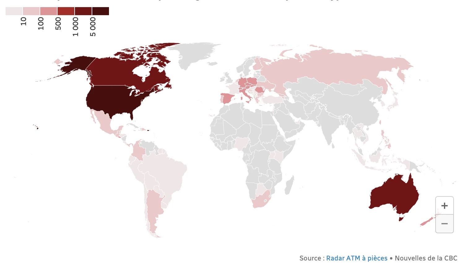 Le Canada possède plus de 3 600 ATM crypto