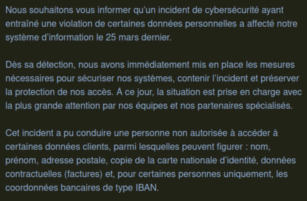 Lettre officielle de Gold Union au sujet de sa cyberattaque