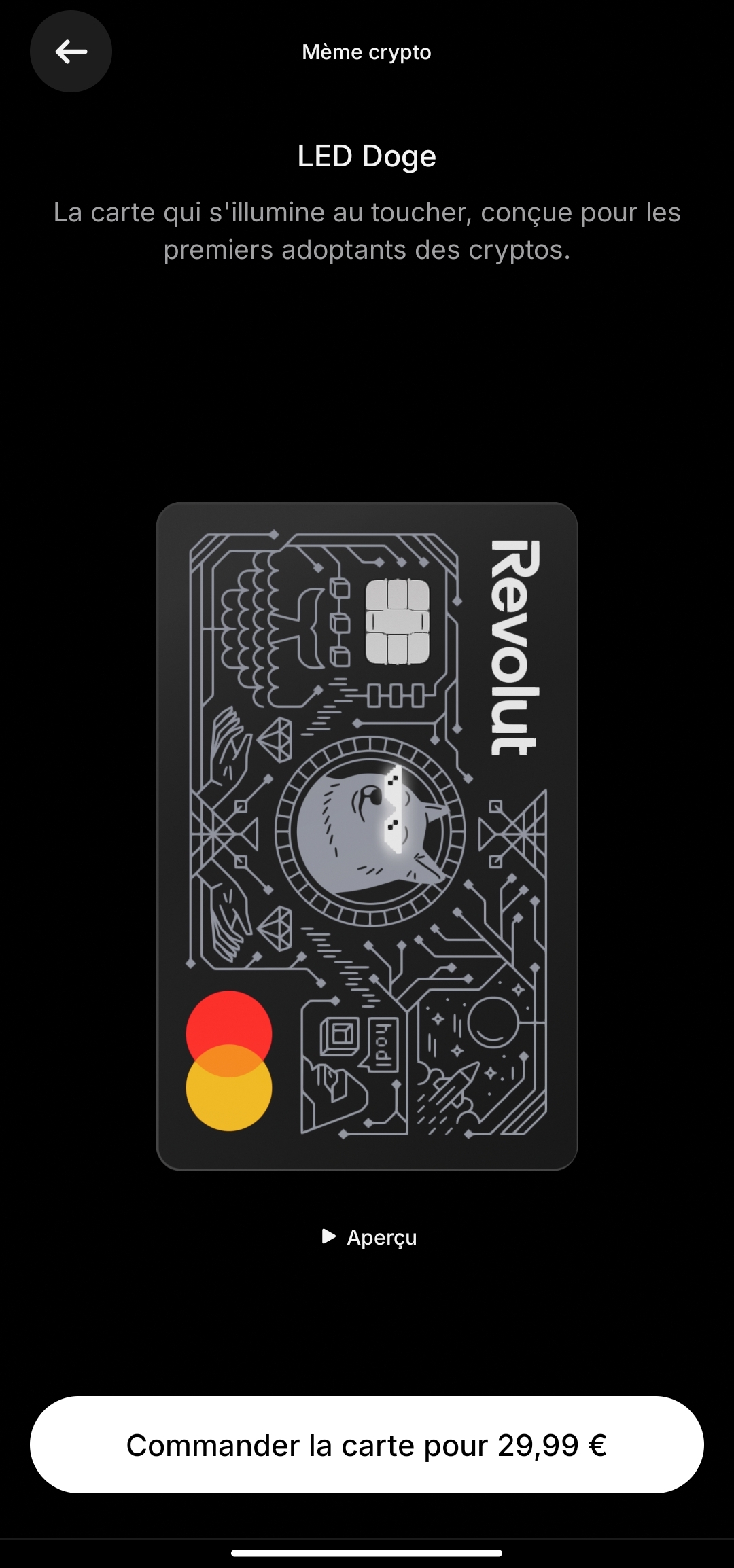 Nouvelle carte crypto de Revolut