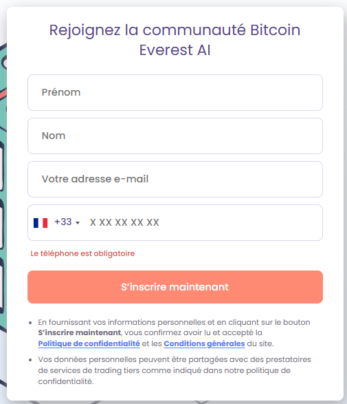 Bitcoin Everest AI Formulaire